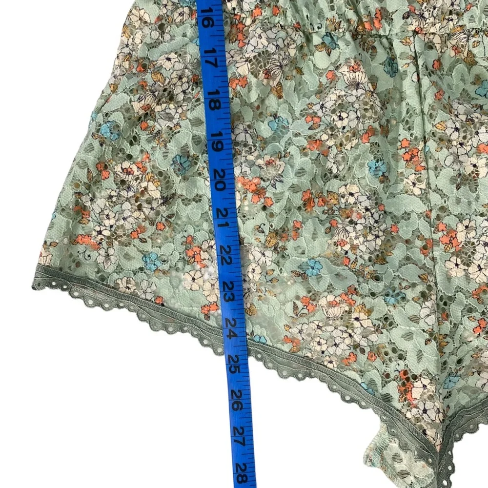 Victoria's Secret Romper Size Small Green Lace Floral Lingerie Semi Sheer